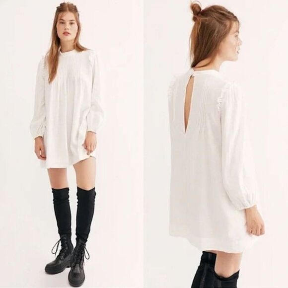 Free People Clover Pintuck Linen Blend Tunic Dress Size Medium - Picture 1 of 16
